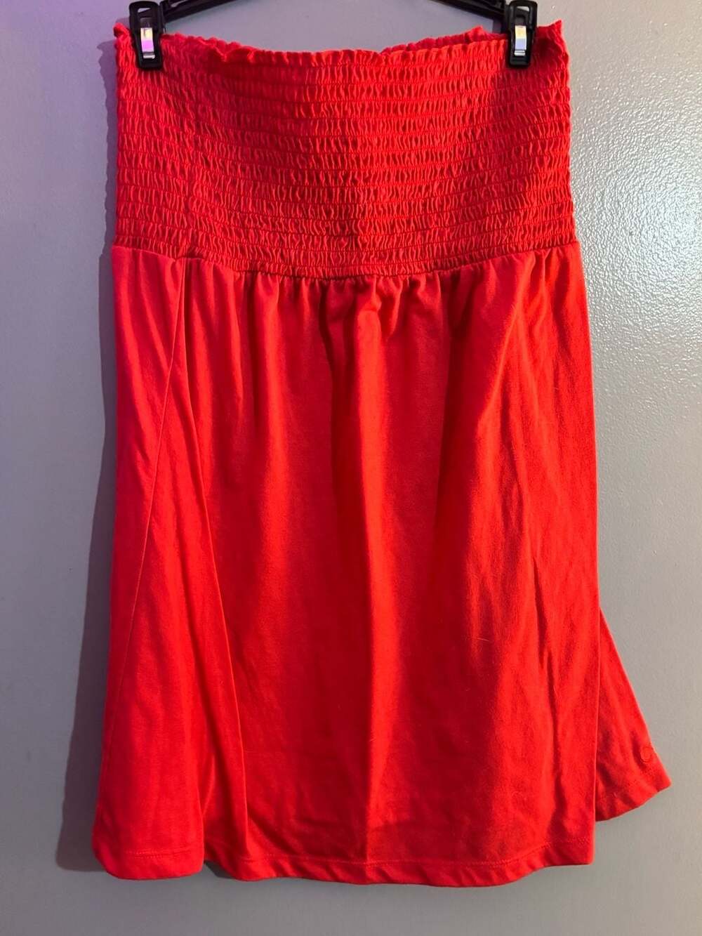 OP Ocean Pacific Strapless Smocked Mini Dress Red Large Swimwear